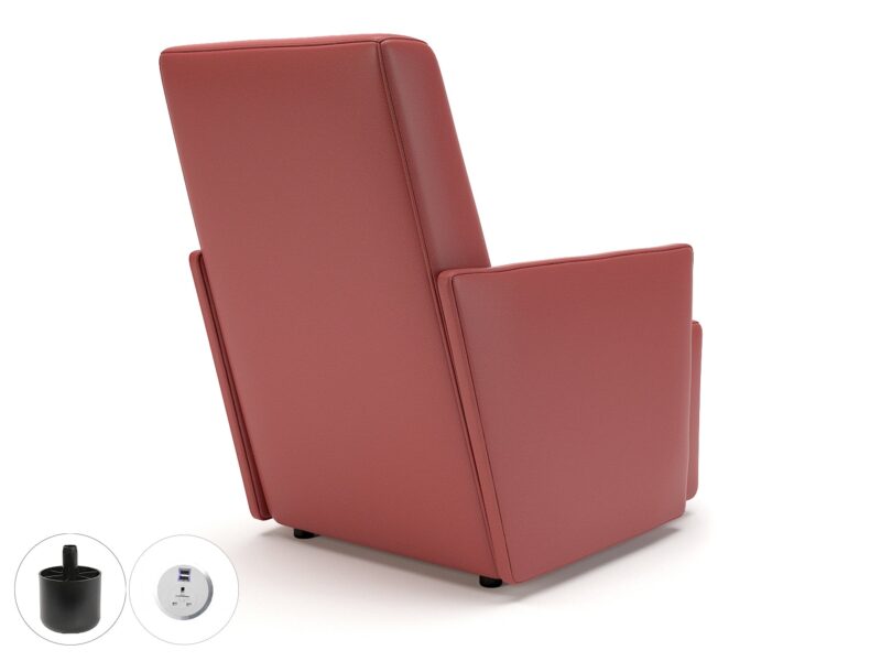 Pella 69cm Wide Armchair in Cristina Marrone Ultima Faux Leather with Socket - Image 9