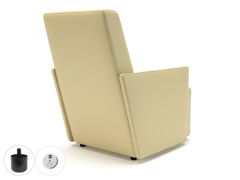 Pella 69cm Wide Armchair in Cristina Marrone Ultima Faux Leather with Socket - Image 12
