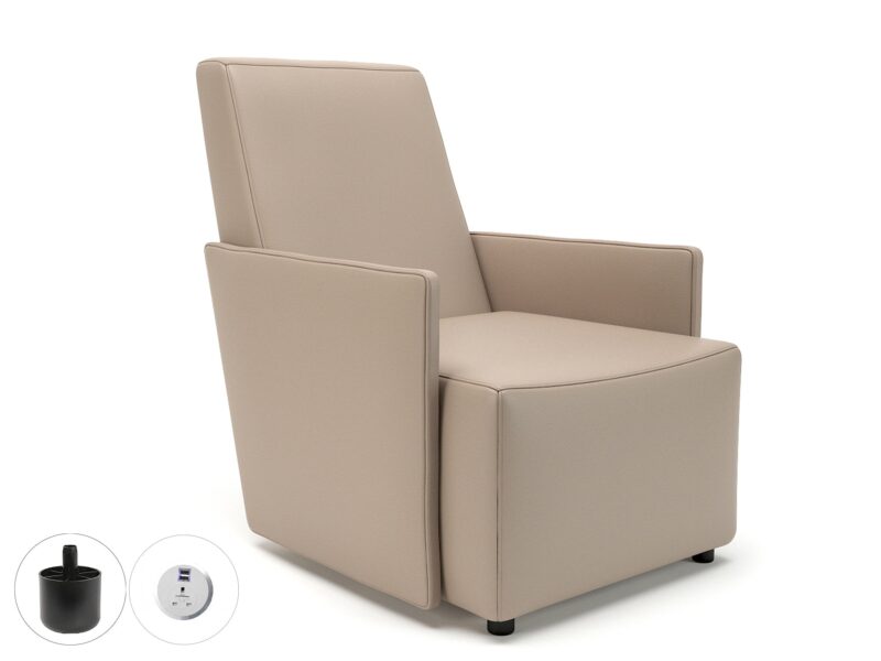 Pella 69cm Wide Armchair in Cristina Marrone Ultima Faux Leather with Socket - Image 13