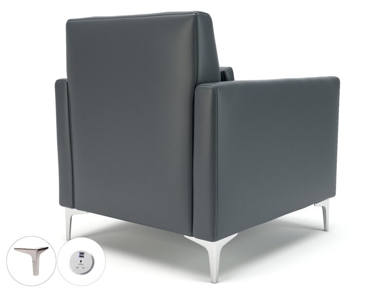Roselle 90cm Wide Armchair in Cristina Marrone Ultima Faux Leather with Socket - Image 3