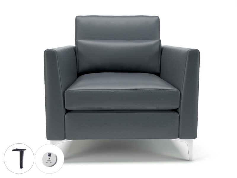Roselle 90cm Wide Armchair in Cristina Marrone Ultima Faux Leather with Socket - Image 5