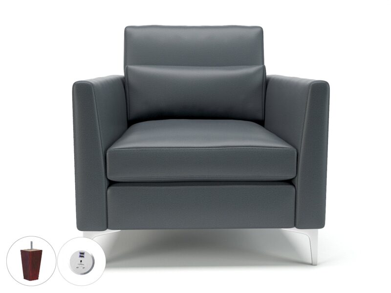 Roselle 90cm Wide Armchair in Cristina Marrone Ultima Faux Leather with Socket - Image 8