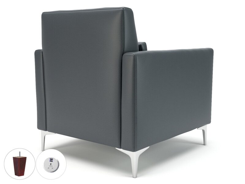 Roselle 90cm Wide Armchair in Cristina Marrone Ultima Faux Leather with Socket - Image 9