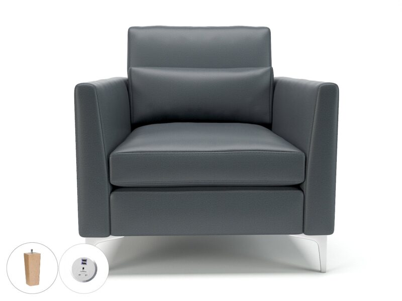 Roselle 90cm Wide Armchair in Cristina Marrone Ultima Faux Leather with Socket - Image 11