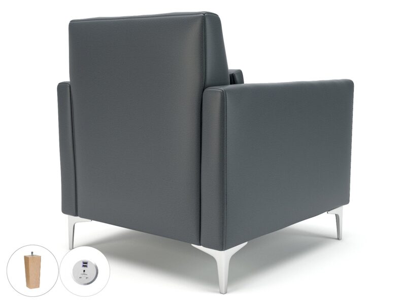 Roselle 90cm Wide Armchair in Cristina Marrone Ultima Faux Leather with Socket - Image 12