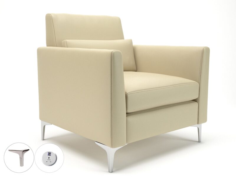Roselle 90cm Wide Armchair in Cristina Marrone Ultima Faux Leather with Socket - Image 13