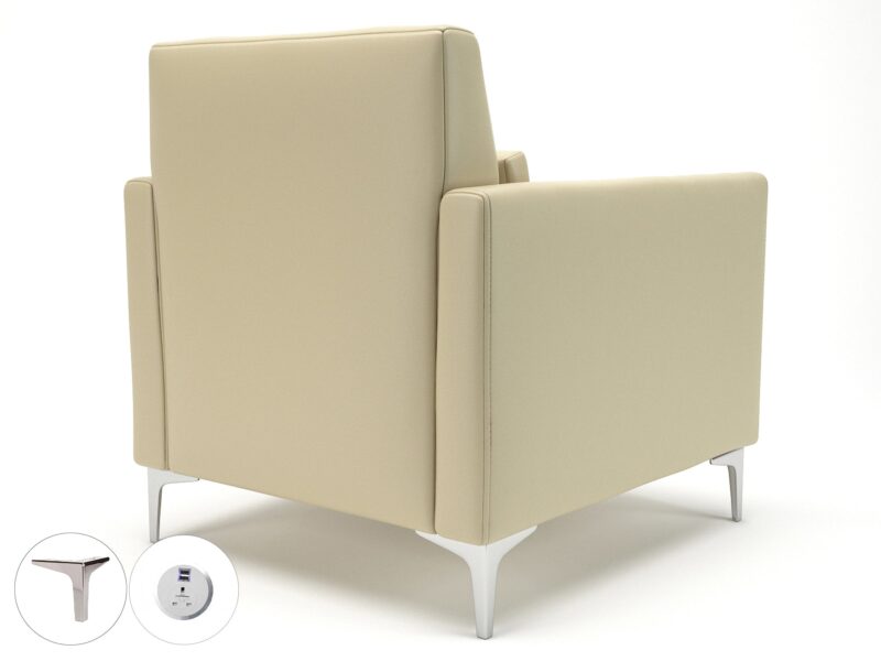 Roselle 90cm Wide Armchair in Cristina Marrone Ultima Faux Leather with Socket - Image 15