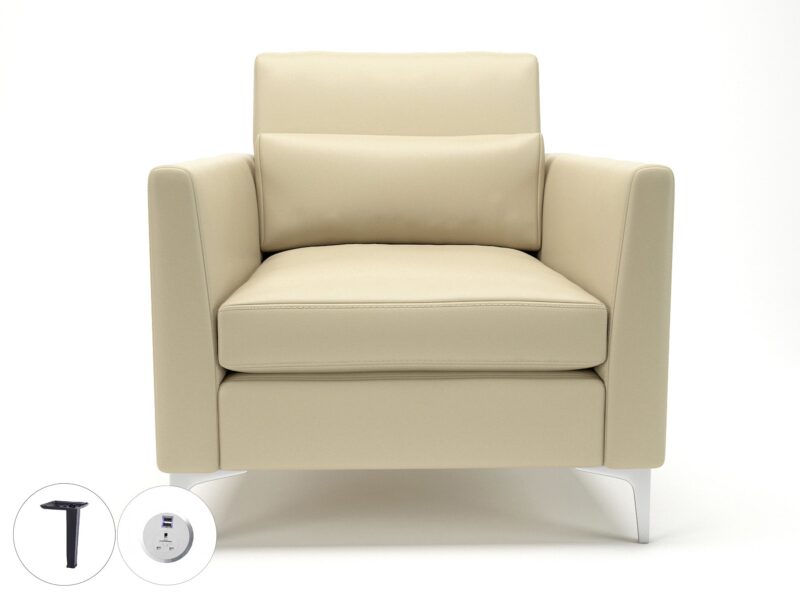 Roselle 90cm Wide Armchair in Cristina Marrone Ultima Faux Leather with Socket - Image 17