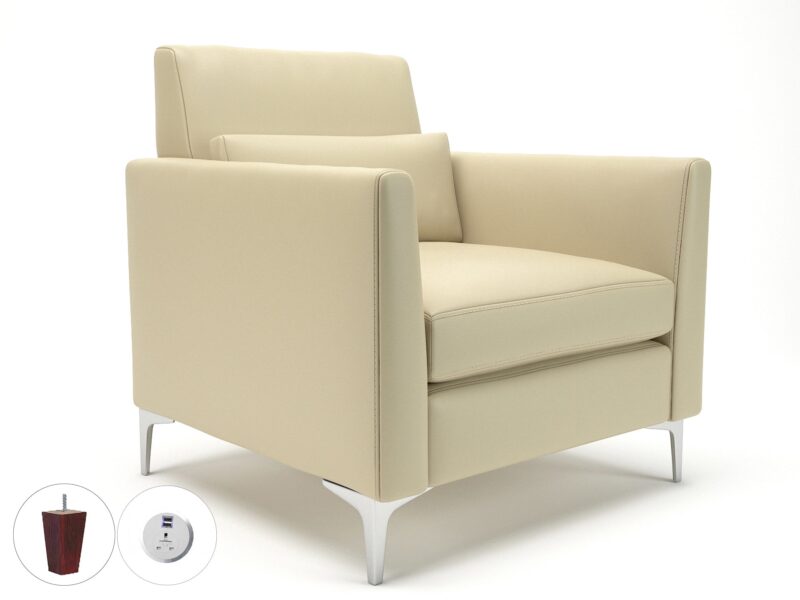 Roselle 90cm Wide Armchair in Cristina Marrone Ultima Faux Leather with Socket - Image 19