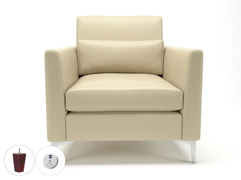 Roselle 90cm Wide Armchair in Cristina Marrone Ultima Faux Leather with Socket - Image 20