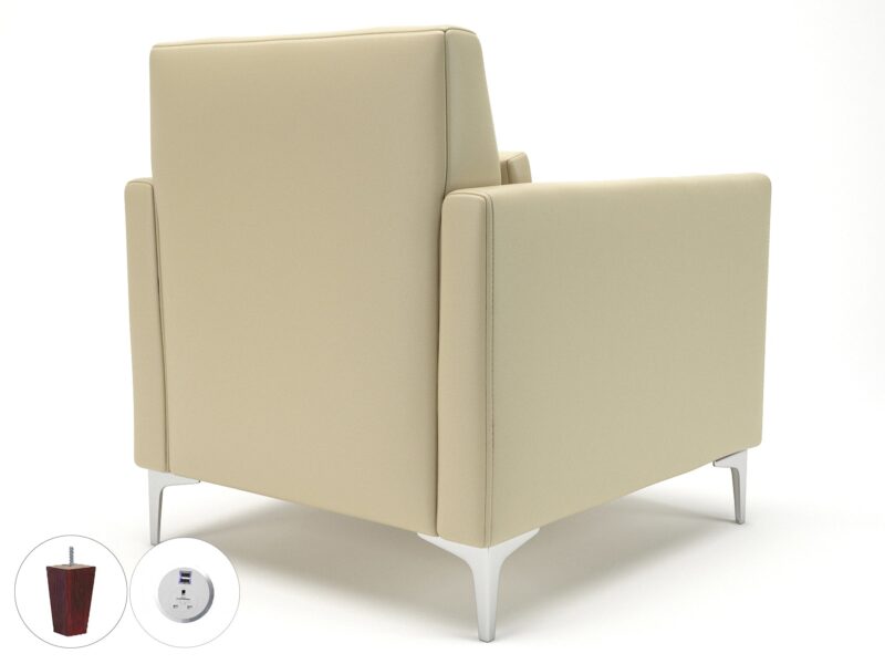 Roselle 90cm Wide Armchair in Cristina Marrone Ultima Faux Leather with Socket - Image 21