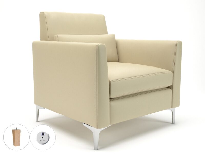 Roselle 90cm Wide Armchair in Cristina Marrone Ultima Faux Leather with Socket - Image 22