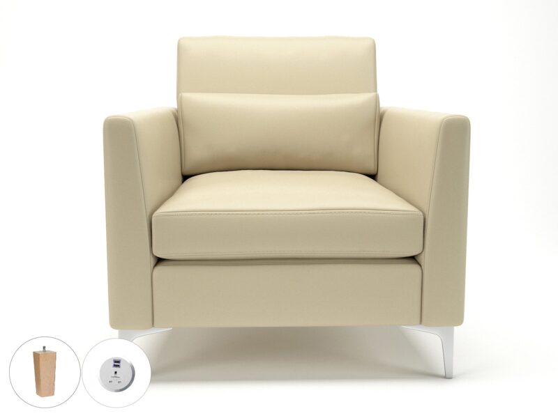 Roselle 90cm Wide Armchair in Cristina Marrone Ultima Faux Leather with Socket - Image 23