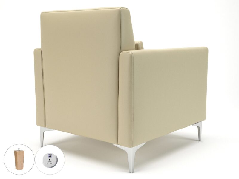 Roselle 90cm Wide Armchair in Cristina Marrone Ultima Faux Leather with Socket - Image 24