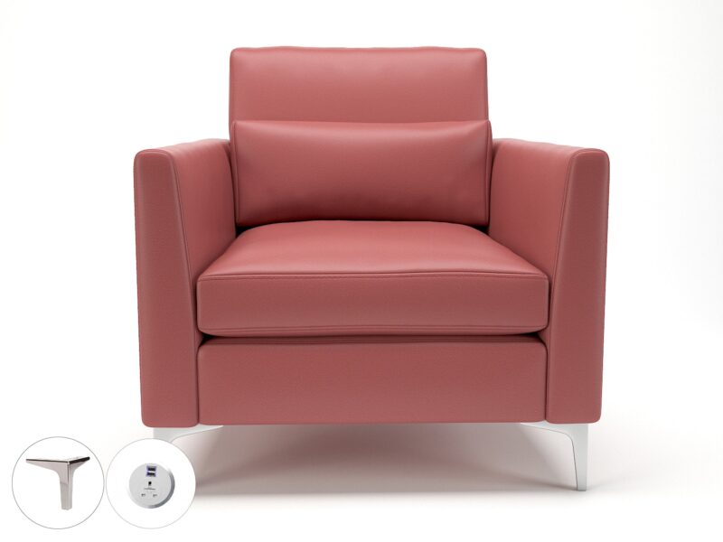 Roselle 90cm Wide Armchair in Cristina Marrone Ultima Faux Leather with Socket - Image 26
