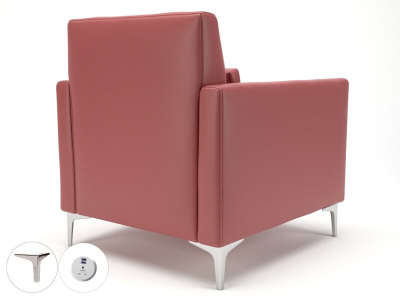 Roselle 90cm Wide Armchair in Cristina Marrone Ultima Faux Leather with Socket - Image 27