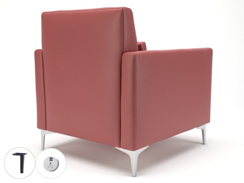 Roselle 90cm Wide Armchair in Cristina Marrone Ultima Faux Leather with Socket - Image 30