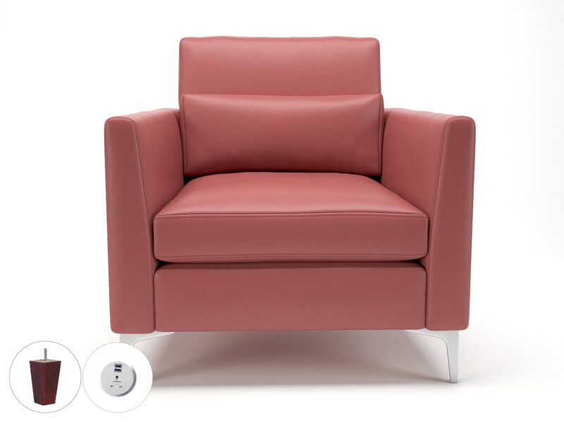 Roselle 90cm Wide Armchair in Cristina Marrone Ultima Faux Leather with Socket - Image 32