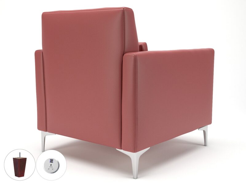 Roselle 90cm Wide Armchair in Cristina Marrone Ultima Faux Leather with Socket - Image 33