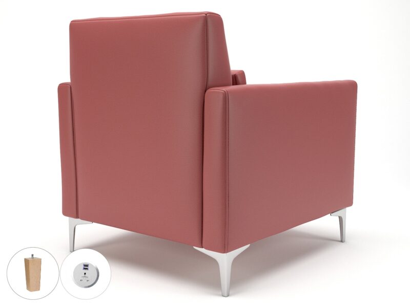 Roselle 90cm Wide Armchair in Cristina Marrone Ultima Faux Leather with Socket - Image 36