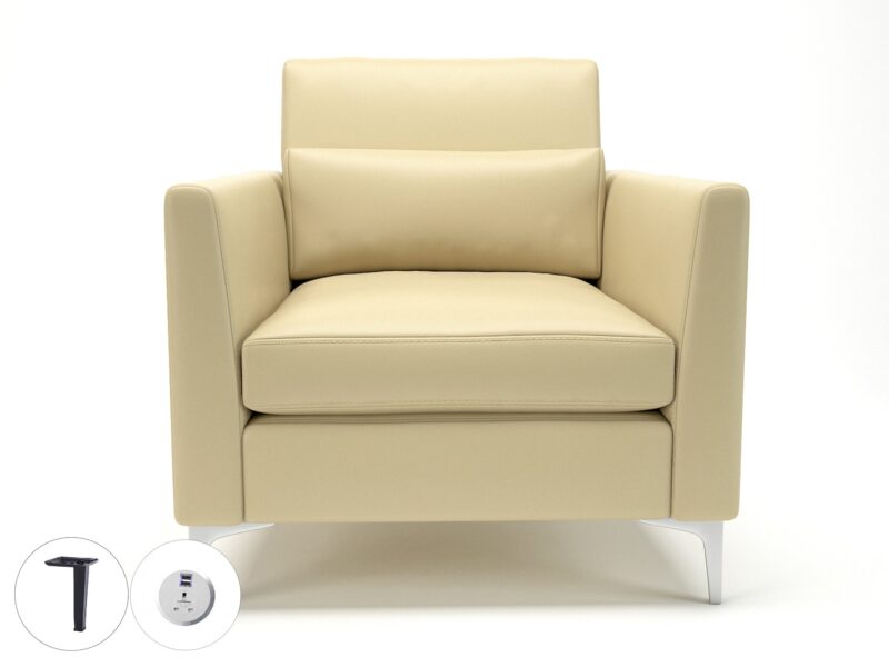 Roselle 90cm Wide Armchair in Cristina Marrone Ultima Faux Leather with Socket - Image 41