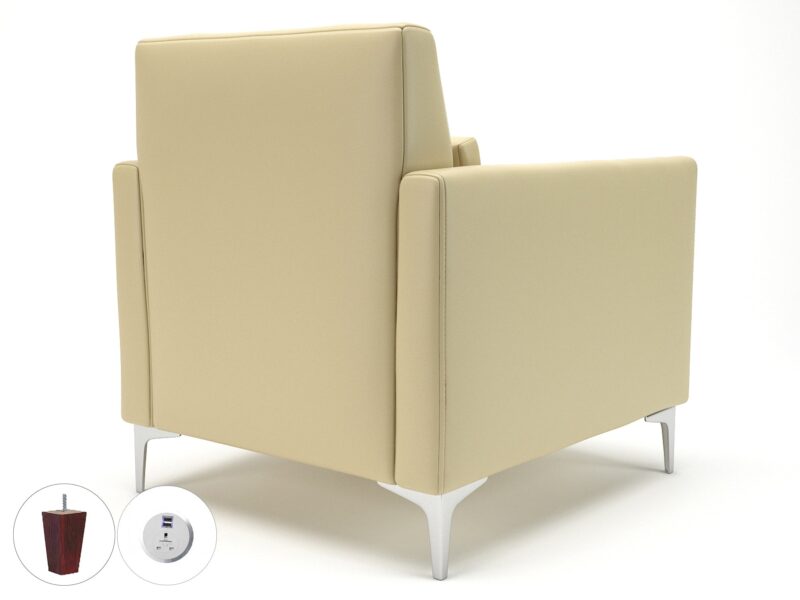 Roselle 90cm Wide Armchair in Cristina Marrone Ultima Faux Leather with Socket - Image 45