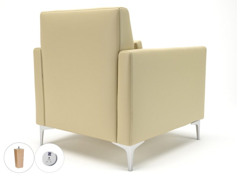 Roselle 90cm Wide Armchair in Cristina Marrone Ultima Faux Leather with Socket - Image 48