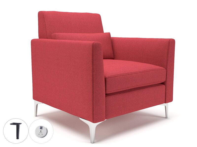 Roselle 90cm Wide Armchair in Camira Era Fabric with Socket - Image 4