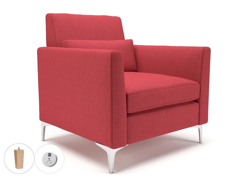 Roselle 90cm Wide Armchair in Camira Era Fabric with Socket - Image 10