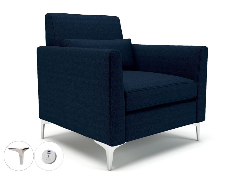 Roselle 90cm Wide Armchair in Camira Era Fabric with Socket - Image 25