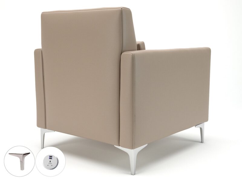 Roselle 90cm Wide Armchair in Cristina Marrone Ultima Faux Leather with Socket - Image 51