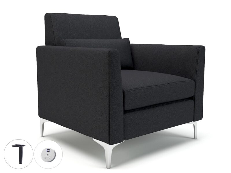 Roselle 90cm Wide Armchair in Warwick Dolly Fabric with Socket - Image 16