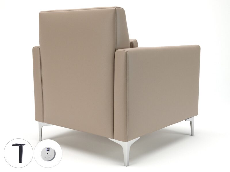 Roselle 90cm Wide Armchair in Cristina Marrone Ultima Faux Leather with Socket - Image 54