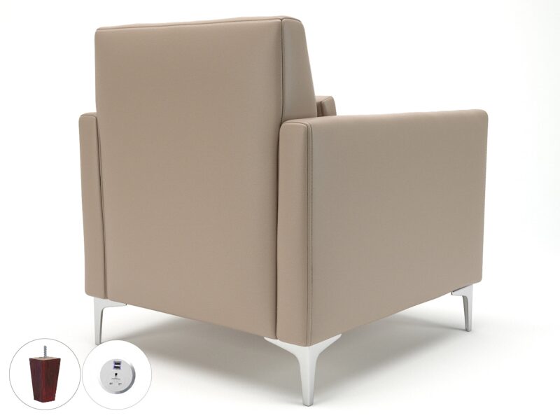 Roselle 90cm Wide Armchair in Cristina Marrone Ultima Faux Leather with Socket - Image 57