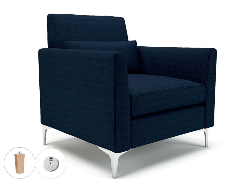 Roselle 90cm Wide Armchair in Camira Era Fabric with Socket - Image 34