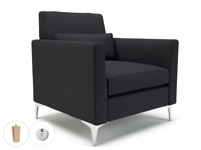 Roselle 90cm Wide Armchair in Warwick Dolly Fabric with Socket - Image 22
