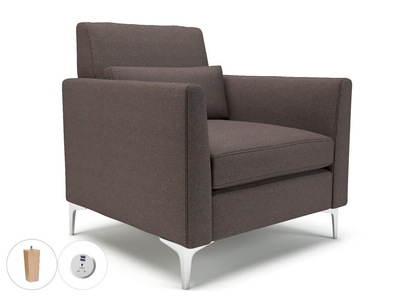 Roselle 90cm Wide Armchair in Camira Era Fabric with Socket - Image 46