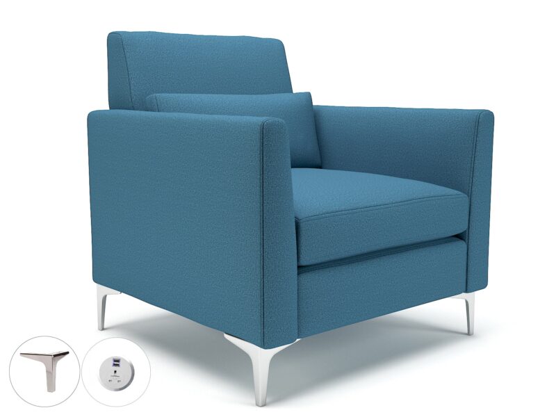 Roselle 90cm Wide Armchair in Warwick Dolly Fabric with Socket - Image 25