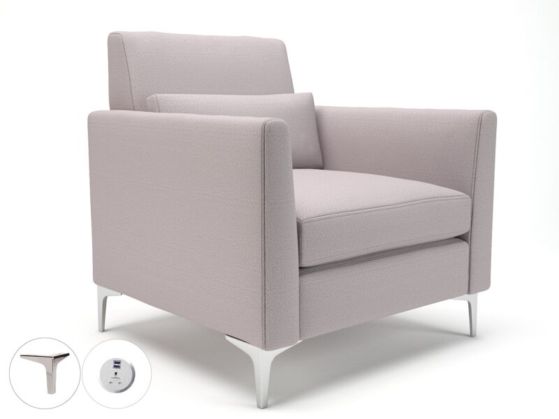 Roselle 90cm Wide Armchair in Warwick Dolly Fabric with Socket - Image 37