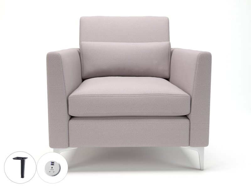 Roselle 90cm Wide Armchair in Warwick Dolly Fabric with Socket - Image 41