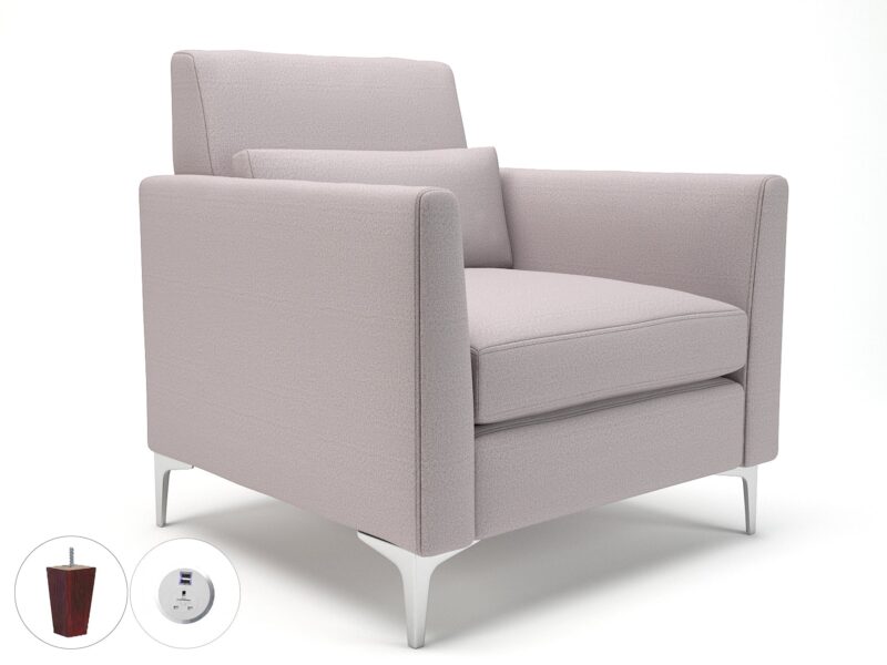 Roselle 90cm Wide Armchair in Warwick Dolly Fabric with Socket - Image 43