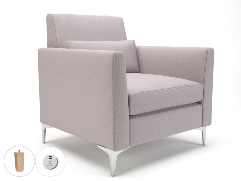 Roselle 90cm Wide Armchair in Warwick Dolly Fabric with Socket - Image 46