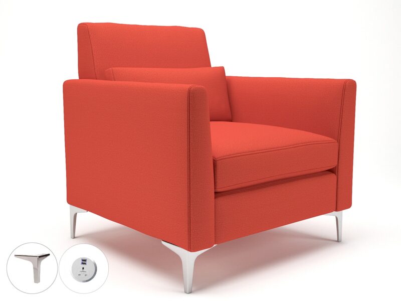 Roselle 90cm Wide Armchair in Warwick Dolly Fabric with Socket - Image 49
