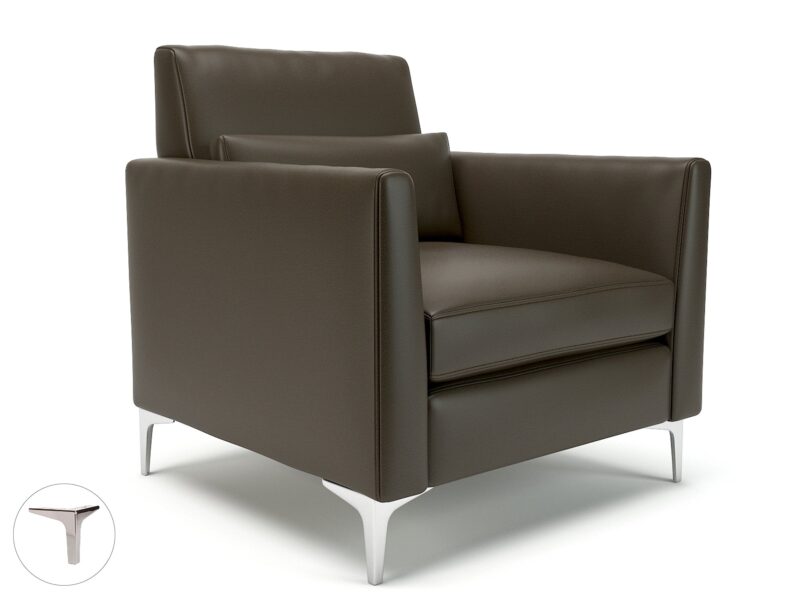 Roselle 90cm Wide Armchair in Cristina Marrone Ultima Faux Leather - Image 49
