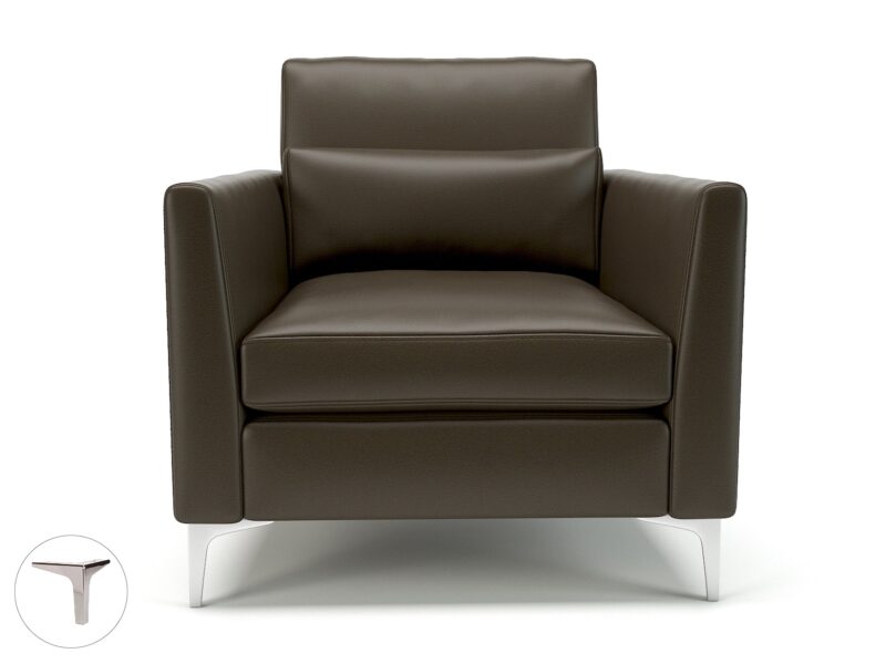 Roselle 90cm Wide Armchair in Cristina Marrone Ultima Faux Leather - Image 50