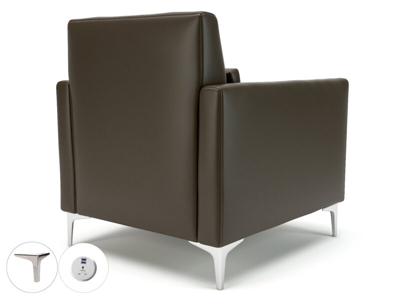 Roselle 90cm Wide Armchair in Cristina Marrone Ultima Faux Leather with Socket - Image 63