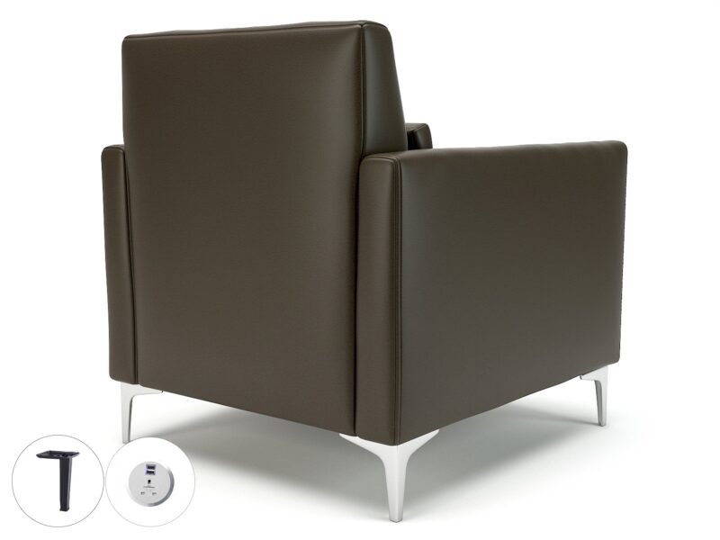 Roselle 90cm Wide Armchair in Cristina Marrone Ultima Faux Leather with Socket - Image 66