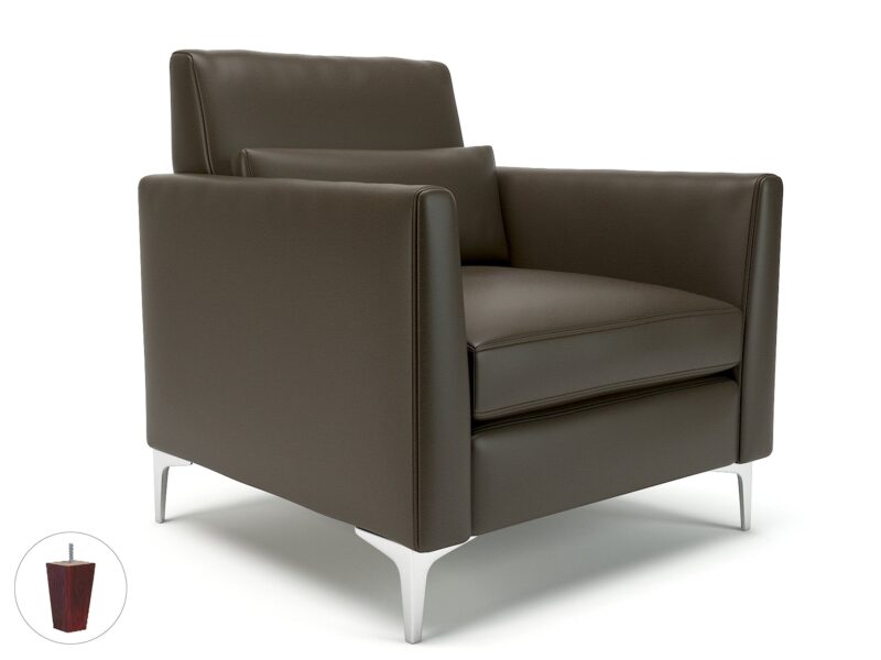 Roselle 90cm Wide Armchair in Cristina Marrone Ultima Faux Leather - Image 55