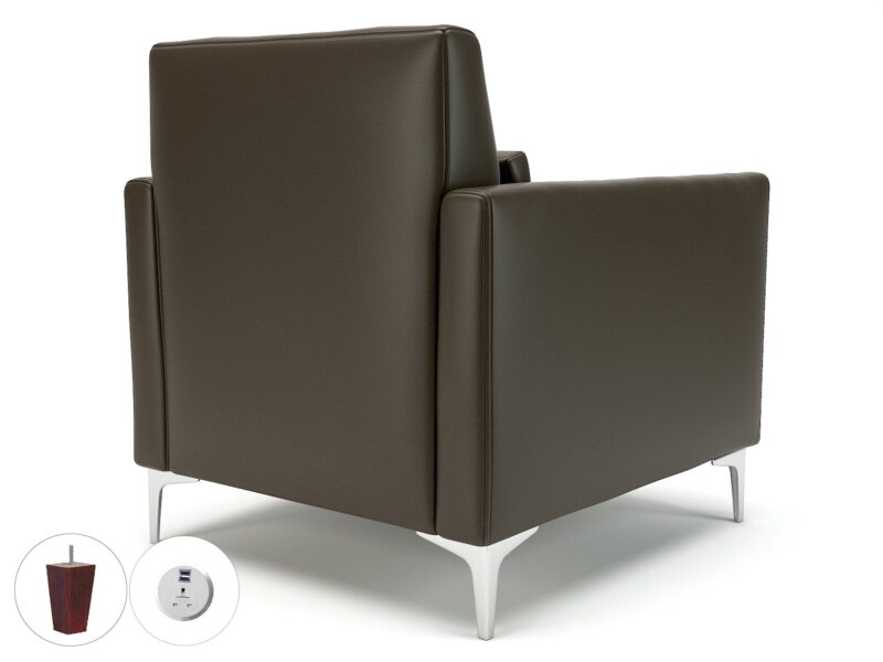 Roselle 90cm Wide Armchair in Cristina Marrone Ultima Faux Leather with Socket - Image 69