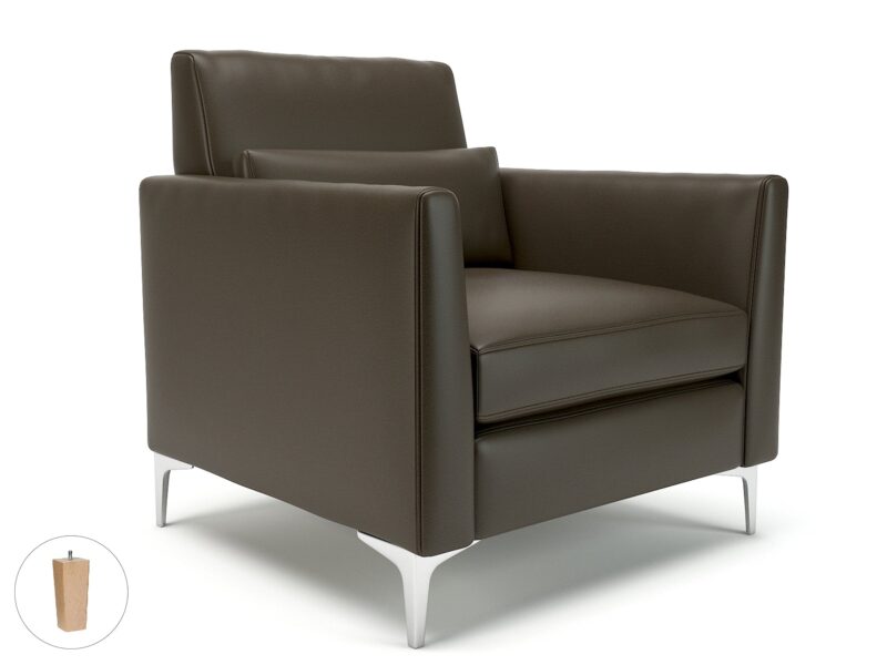 Roselle 90cm Wide Armchair in Cristina Marrone Ultima Faux Leather - Image 58